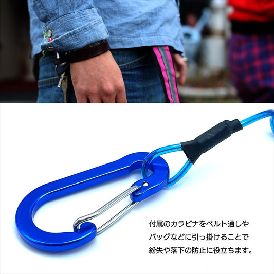 スパイラルコード 6本 カラビナ 落下防止 ワイヤー内蔵 キーホルダー セット SN-362-SCD