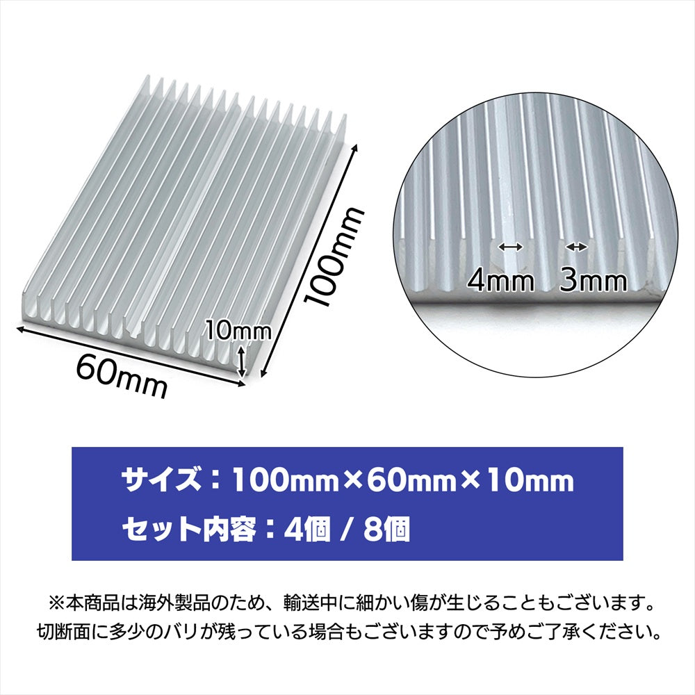 ヒートシンク 放熱フィン 冷却パーツ 100×60×10mm 自作PC モーター放熱 冷却対策 SN-403-HS