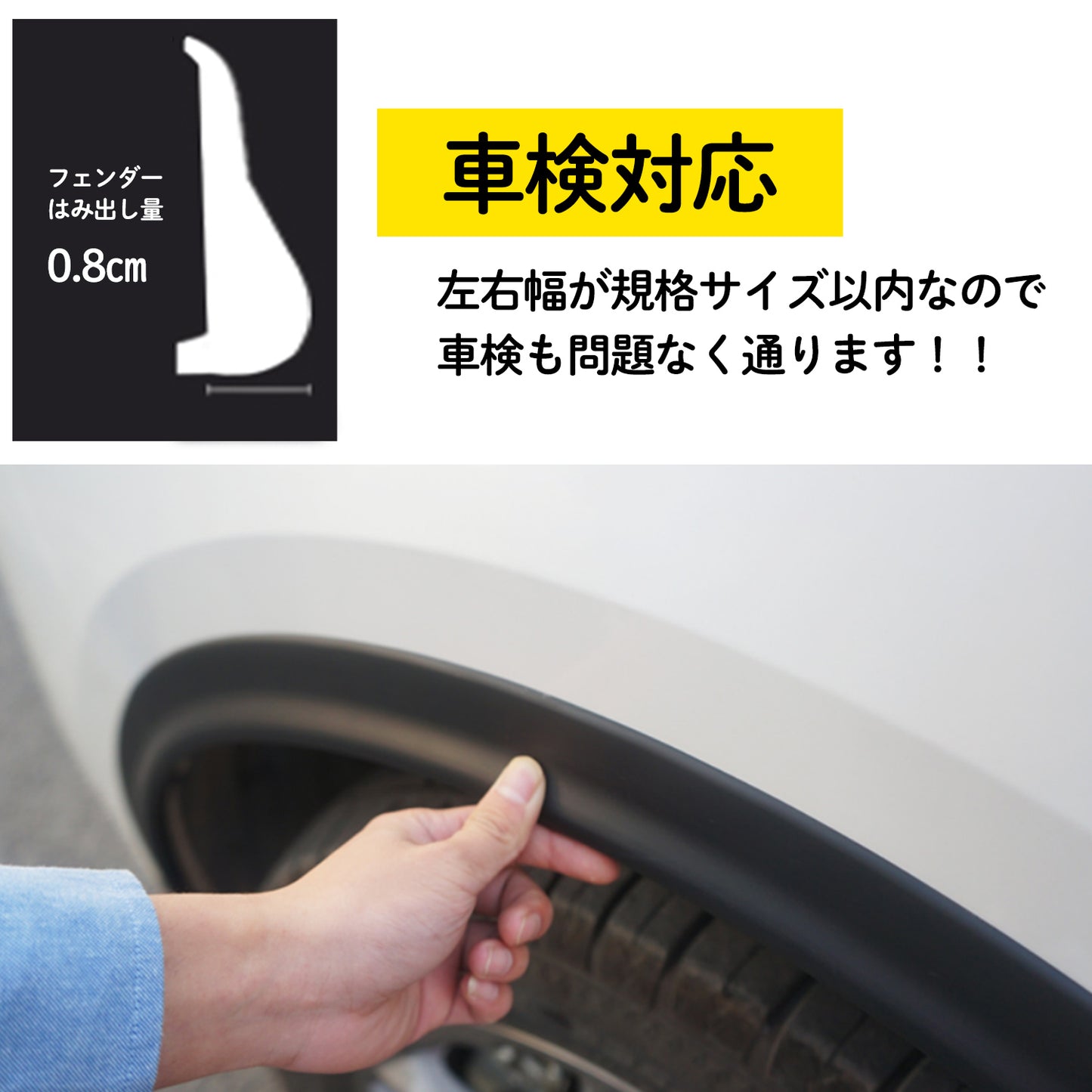 フェンダーモール 白 汎用 1.5m 幅3cm 厚さ0.8cm 車検対応 オーバーフェンダーモール SN-255-FMA