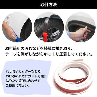 フェンダーモール 白 汎用 1.5ｍ 幅3ｃｍ 厚さ0.8ｃｍ 車検対応 オーバーフェンダーモール SN-255-FMA